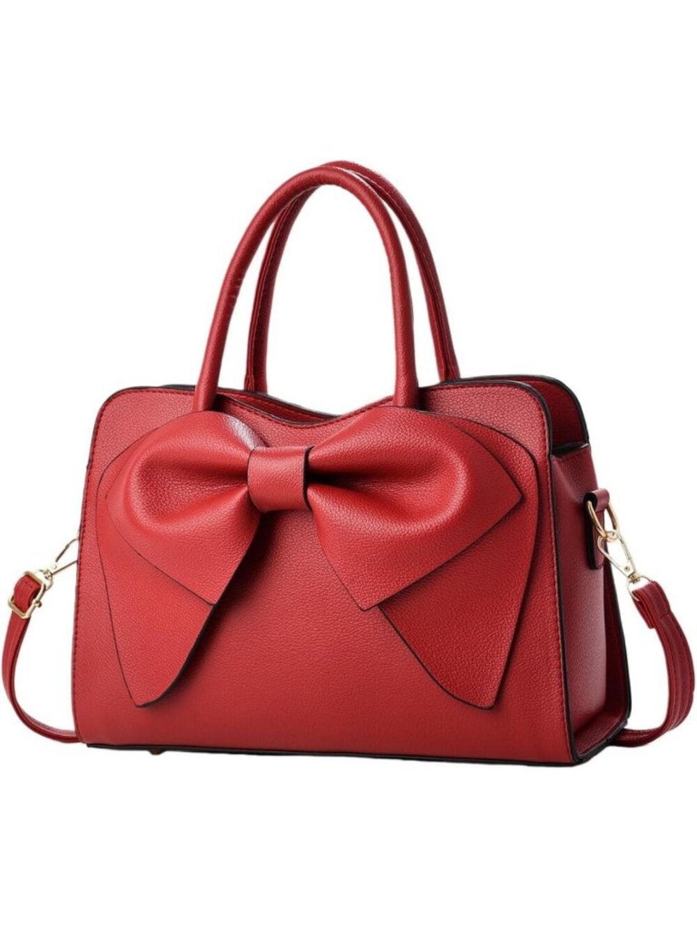 Chic Women's Satchel Handbag with Bow Detail - Soft Faux Leather Tote with Strap